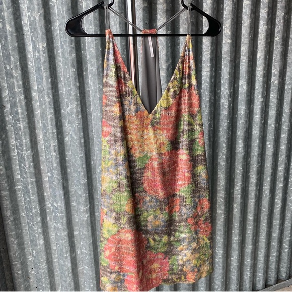 Free People Tangier Floral Sequin Multicolor Mini Dress Size Small - Picture 1 of 8